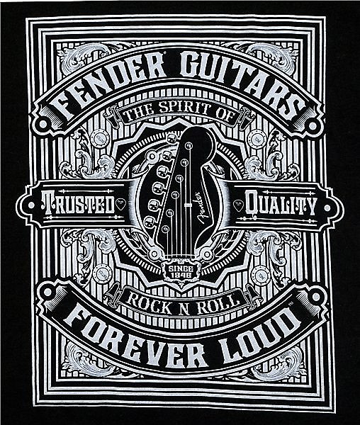 Fender Forever Loud Trusted Quality T-Shirt, Black, L 2016 image 3