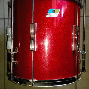 Vintage 1970's Ludwig big beat /club date red Sparkle 4 piece drum kit made in Chicago USA 1970's image 12