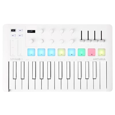 Arturia MiniLab 3 Midi Controller Keyboard, Alpine White