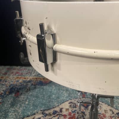 Leedy 5x14" "Broadway" Parallel, Metal Snare Drum, Incomplete 1940s - White Lacquer Over Brass image 3