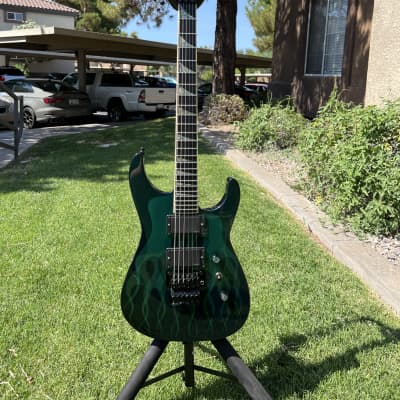 Jackson Kelly KE-2 2002 Green Ghost Flames