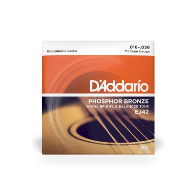 D'Addario #EJ42 - Phosphur Bronze RESOPHONIC Guitar Strings, 16-56 Gauge image 1