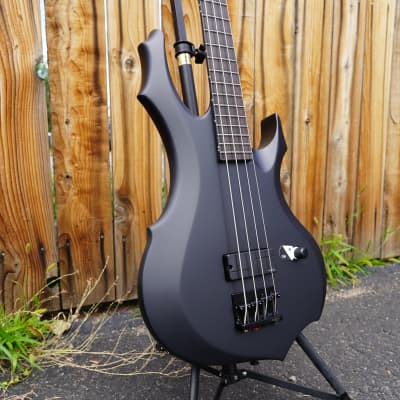 ESP LTD F-4 Black Metal Black Satin 4-String Electric Bass Guitar (2023) image 2