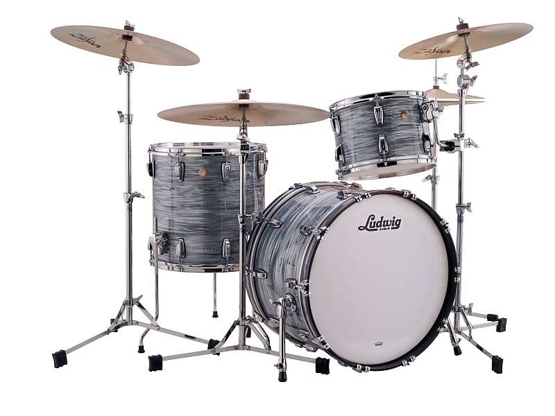 Ludwig Classic Maple Vintage Blue Oyster Downbeat 14x20_8x12_14x14 Drums Kit Shell Pack | Made in the USA | Authorized Dealer image 1