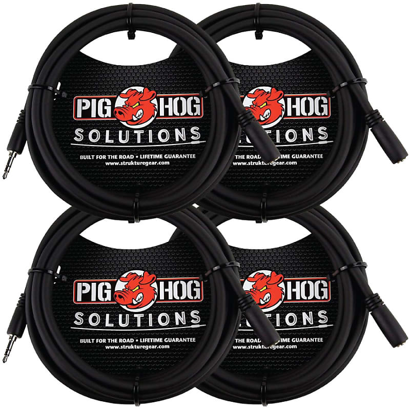 4 Pack Pig Hog Solutions PHX3510 HeadPhone Extension Cable, Reverb