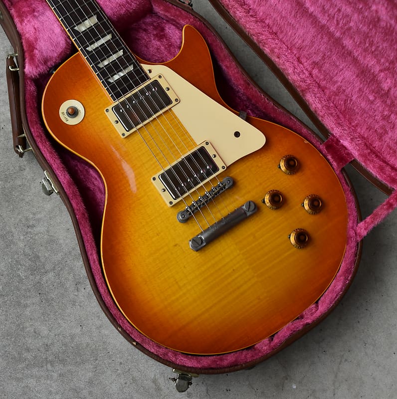 1982 Greco “Super Real” Mint Collection EG58-120/EGF-1200 Transitional  Model Cherry Sunburst Lacquer w/OHSC, Dry P/Us, Long Tenon Neck, 8.8lbs,  MIJ, 