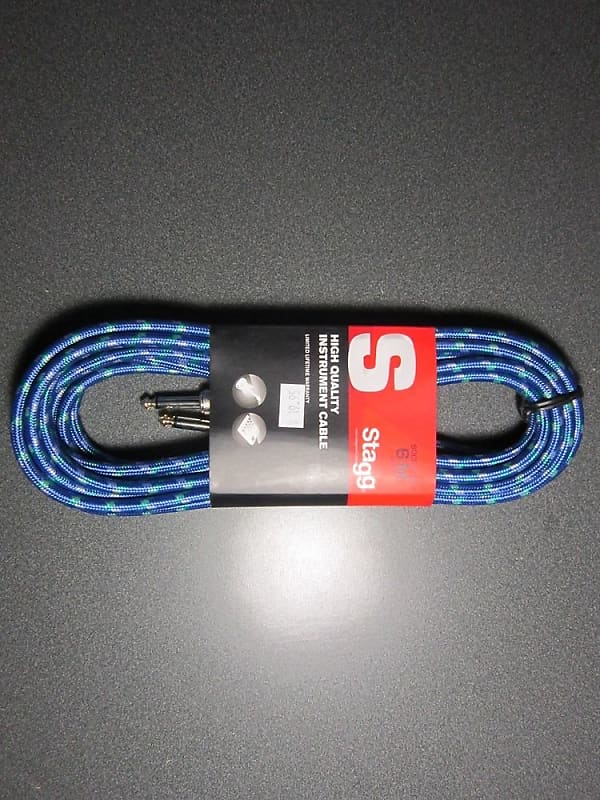 STAGG High Quality Instrument Cable 20 ft Blue Reverb