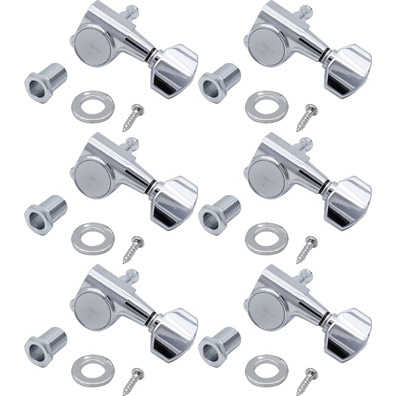 Tuners - Gotoh, Schaller-style Knob, 6-in-a-line, Color: Chrome image 1