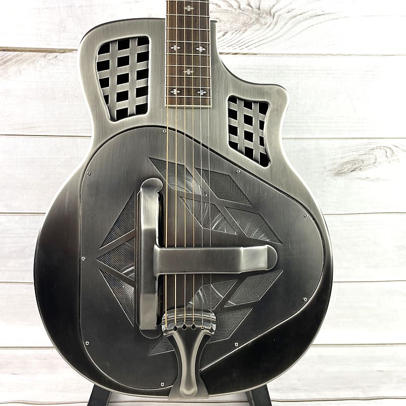 Royall Resonators Trifecta Relic Gun Metal Finish 12 Fret Cutaway Brass Tricone Guitar image 1