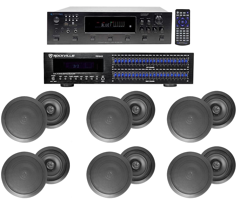 6000w 6) Zone, Home Theater Bluetooth Receiver+12) Black 8" | Reverb