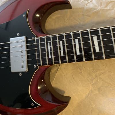 Ampeg  SG type e. guitar  STUD GE series Set Neck  70s Maxon Humbuckers! - Wine Red MIJ Very Good Condition image 7