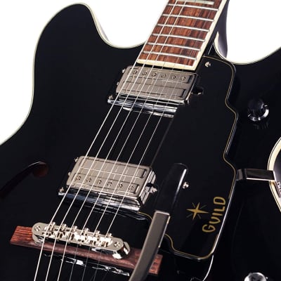 Guild Starfire V - Semi Hollow Body Electric Guitar with Case - Black image 6