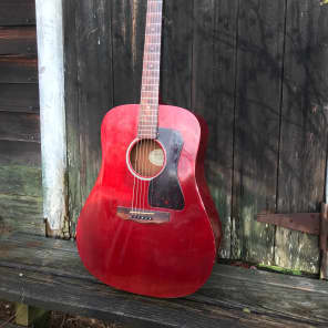 Nice 1990 Westerly, Rhode Island Guild D-15WG Red Transparent Red with TKL HSC image 2
