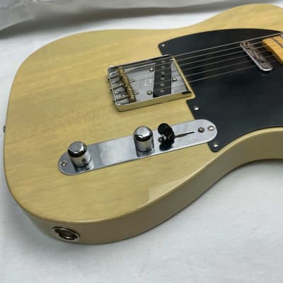 Fender Limited Edition American Vintage '52 Telecaster Korina Guitar with Case - non-original volume pot/knob - 2015 - Blackguard Blonde / Maple image 8