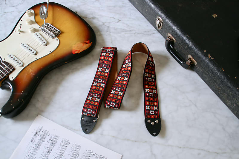Vintage 70s Red 'Woodstock' Guitar Strap Replica | Reverb
