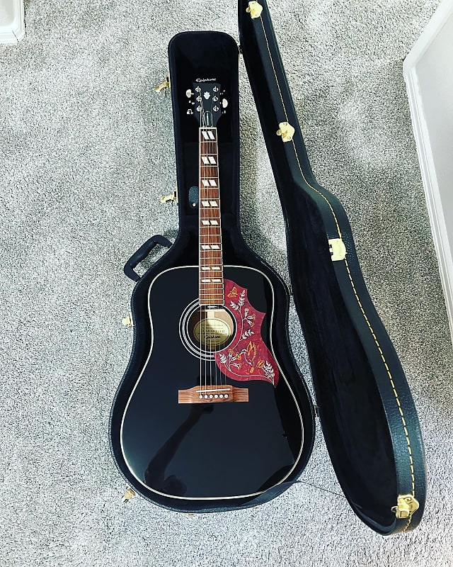 Epiphone Hummingbird Pro EB 2018-2000 Gloss Black | Reverb