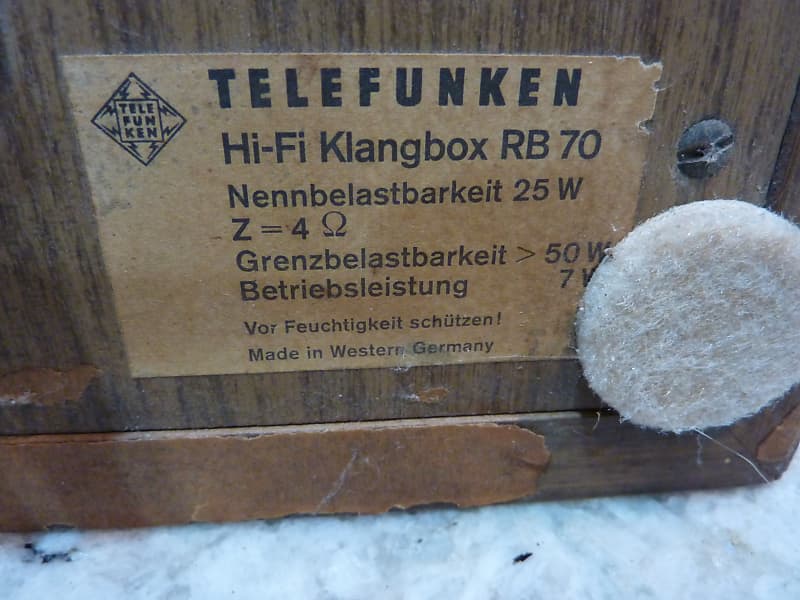 Telefunken RB70 Klangbox Rare Hi-Fi Vintage Speaker Pair Telefunken RB70 Klangbox Rare Hi-Fi Vintage Speaker Pair
