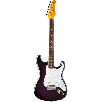 Oscar Schmidt OS-300-PS Double Cutaway Solid-Body Electric Guitar, Purple Sunburst for sale