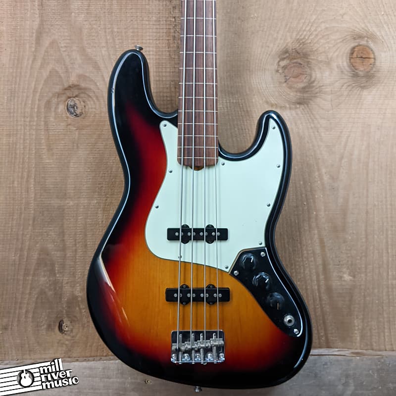 Fender Fretless Jazz Bass Guitar Sunburst USA Neck on MIM Body w/ Gig Bag