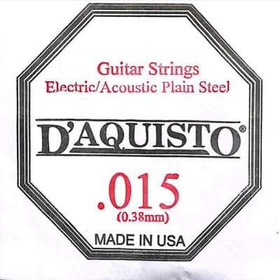 Three (3) - .015 Plain Nickel Silver - D'Aquisto - Electric / Acoustic Guitar Strings for sale