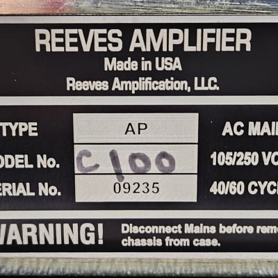 used Reeves Custom 100 Amp Head, Excellent Condition! c100 image 9