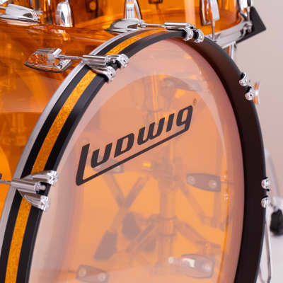 Ludwig L8264 Lx47 Vistalite John Bonham 5 Piece Zep Drum Kit With 402, Amber image 19