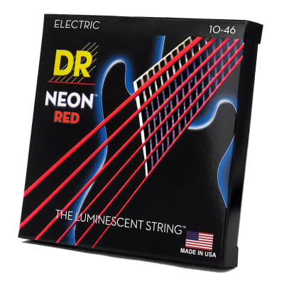 DR Strings Hi-Def Neon Red Colored Electric Guitar Strings: Medium 10-46 image 3