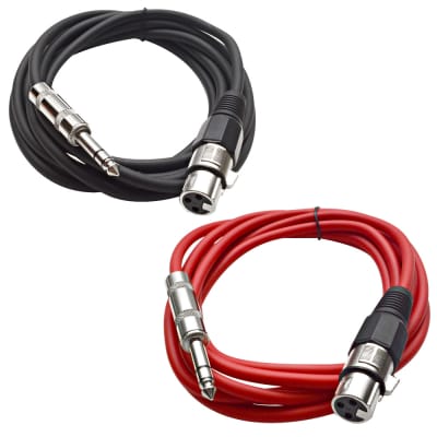 2 Pack of 1/4 Inch to XLR Female Patch Cables 10 Foot Extension Cords Jumper - Black and Red image 1