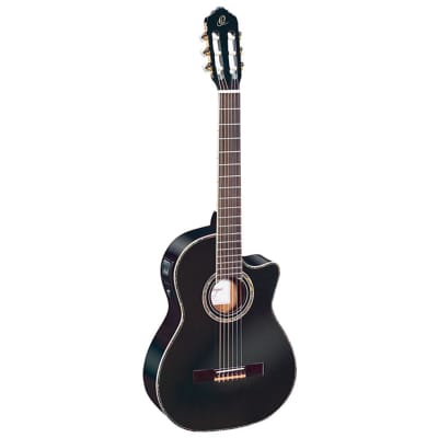 Ortega Guitars RCE141BK Family Series Pro Acoustic Electric Nylon w/ Bag, Black Open Box image 2