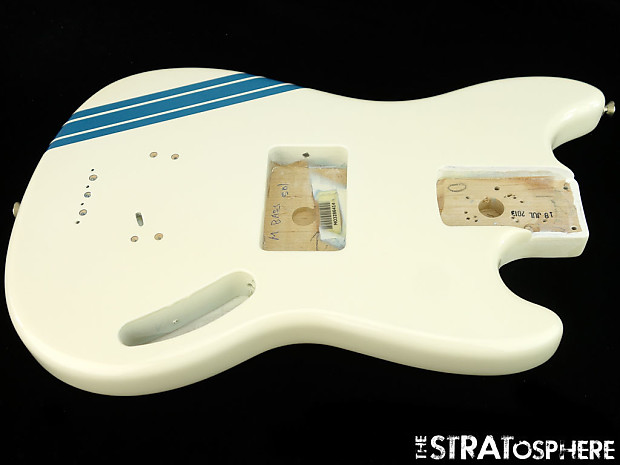 Fender Pawn Shop Mustang Bass BODY Guitar Parts Olympic White Stripe 829