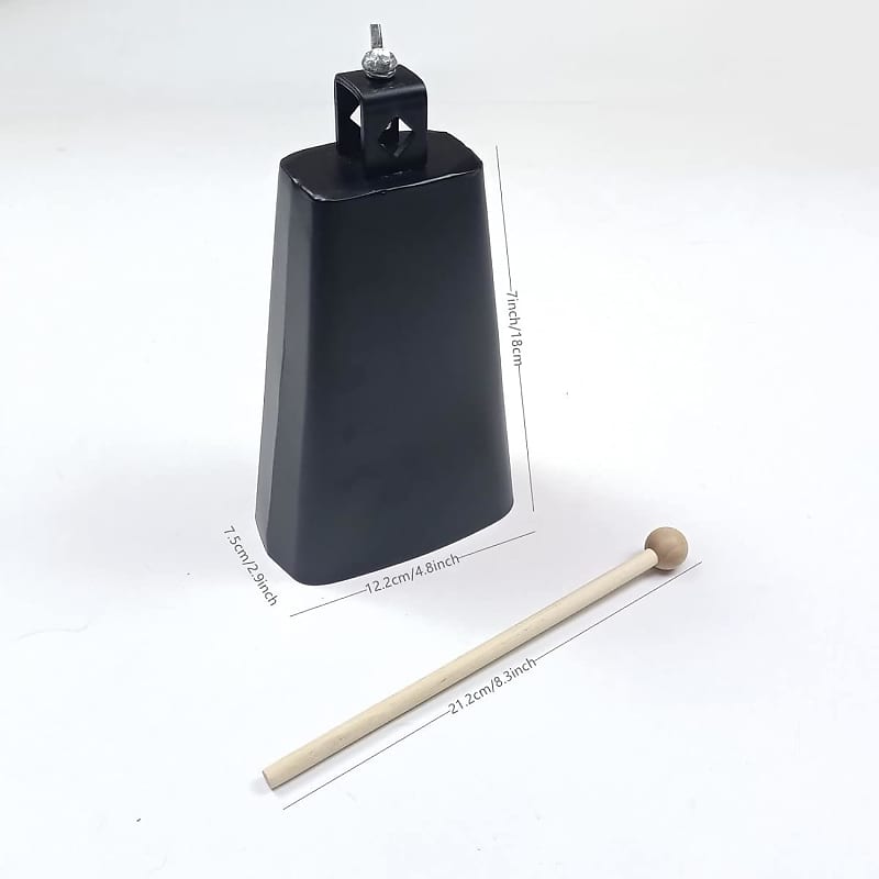 Cowbell 7 inch Metal Steel Cow Bell Instrument Noise Makers Cowbell Hand  Percussion Cow Bells with Handle Stick for Drumset