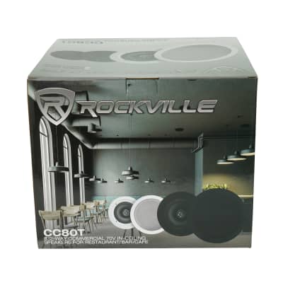 (2) Rockville CC80T Black 8" Commercial 70v Ceiling Speakers For Restaurant/Bar image 9