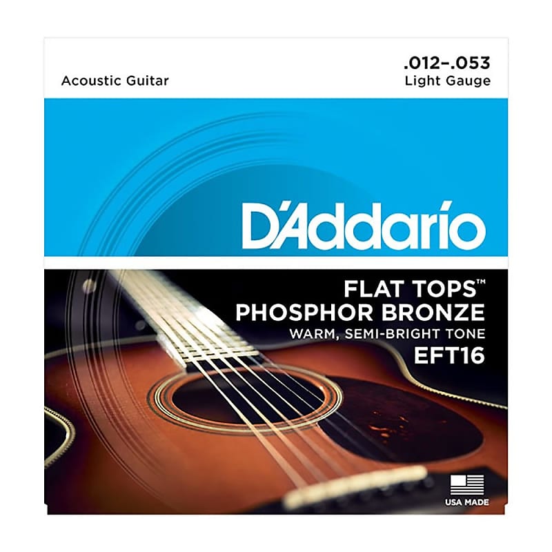 D'Addario EFT16 Flat Tops Light Acoustic Guitar Strings (12-53) image 1