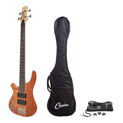 Casino '24 Series' Left Handed Mahogany Tune-Style Electric Bass Guitar Set (Natural Gloss) for sale