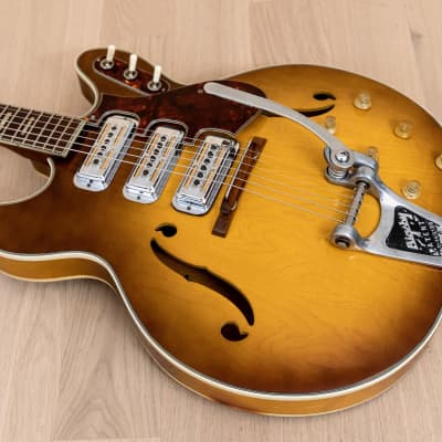 1966 Harmony H76 Vintage Electric Guitar 100% Original w/ DeArmond Gold Foils, Bigsby B3 & Case image 13