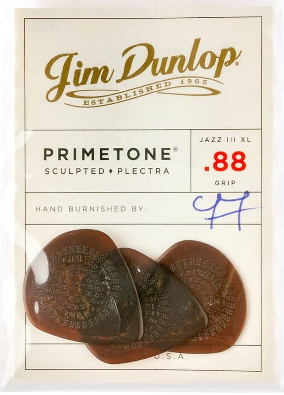 Dunlop 520P088 Primetone Jazz III XL .88mm Guitar Picks (3-Pack) - Amber image 1
