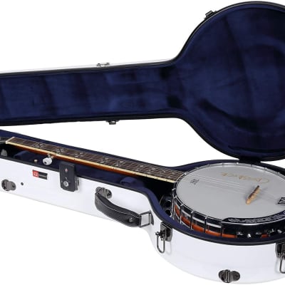 Crossrock 5 String Banjo Hard Case, Bluegrass Banjo Fiberglass Hardshell  Flight Case, White image 4