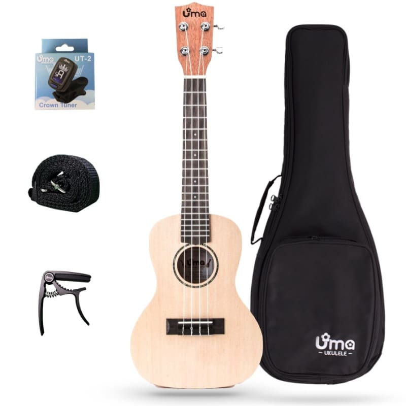 Uma Ukulele UKFL-03SCP Concert Pineapple, Solid Top, Tuner, Strap 