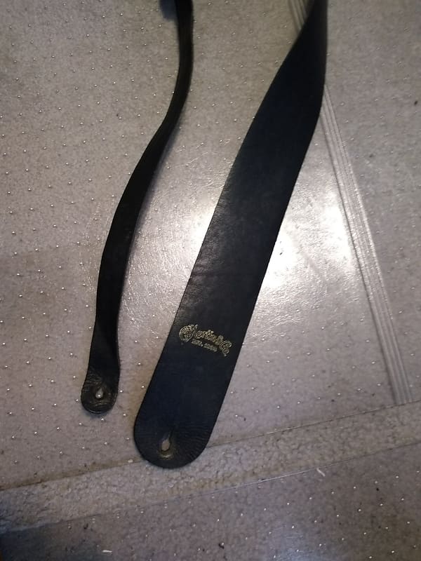 Martin & Co. Vintage Leather Guitar Strap 1960's Black Reverb
