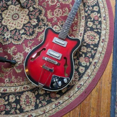 Canora Semi-Hollow Electric Guitar c1960s Japan Red Burst #NA image 2