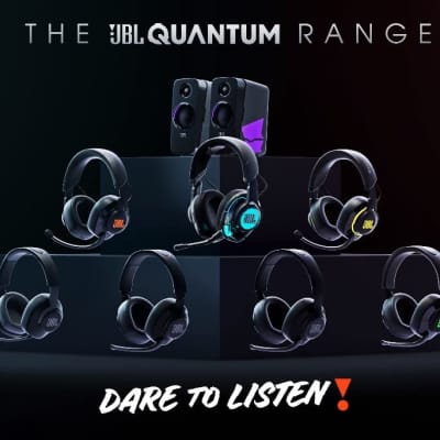 JBL Quantum 400 USB Over-Ear Gaming Headset with Game-Chat Dial in Black
