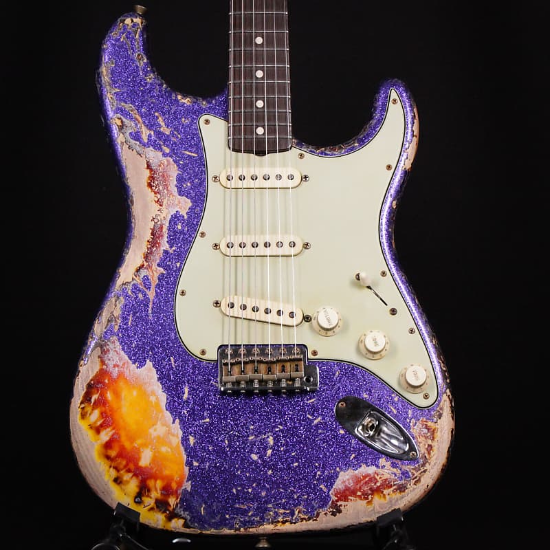 Fender Custom Shop 1962 Stratocaster Super Heavy Relic Dennis Galuszka Masterbuilt Brazilian Rosewood Purple Sparkle / 3 Color Sunburst 2024 (R135800) image 1
