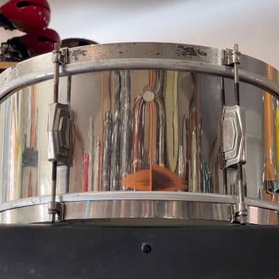 30's Ludwig & Ludwig 6.5 x 14  NOB Snare Drum Frankie Banali Nickel Over Brass image 2