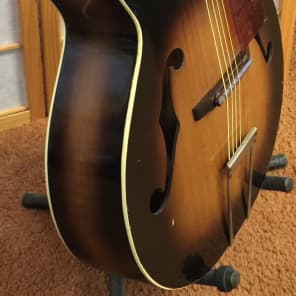 Vintage all original USA Silvertone H4 archtop acoustic F-hole guitar image 5
