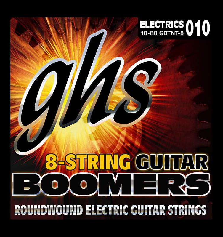 GHS GBTNT-8 Boomers Roundwound Electric Guitar Strings - 8-string set gauges 10-80 image 1