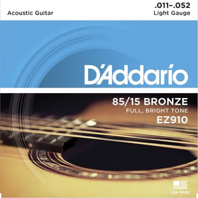 D'Addario EZ910 Acoustic Guitar Strings, Bronze, 11-52 Gauge. Bright, Full Sound image 15