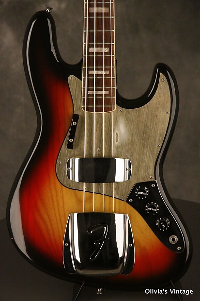 original 1977 Fender JAZZ BASS Sunburst w/GOLD pickguard image 1