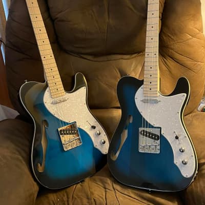 Glarry GTL Semi-Hollow Electric Guitar SS Pickups F Hole Blue image 2