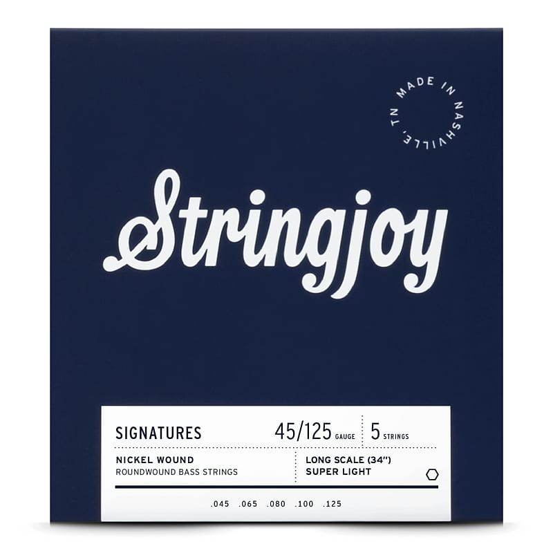 Stringjoy Light Gauge (45-125) 5 String Long Scale Nickel Wound Bass Strings image 1