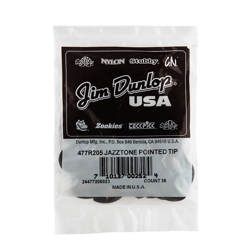 Dunlop 477R205 JD Jazztones™ Guitar Pick 36 Picks with a Point Tip image 1